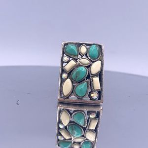Western Faux Turquoise Vintage Sterling Silver Ring